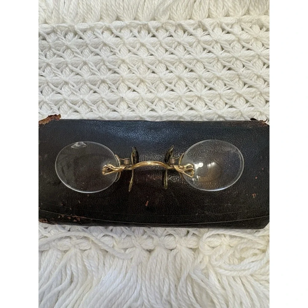 Antique No Frame Invisible Ladies Dainty Glasses Spectacles Case 12k Rolled Gold